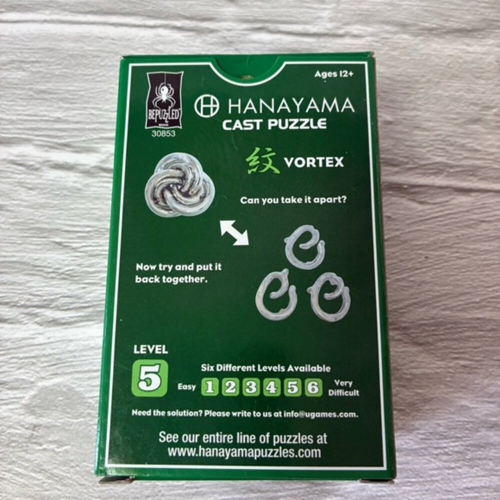 NIB Hanayama Cast Metal Brain Teaser Puzzles Vortex & Trinity Set of 2 - Picture 3 of 9